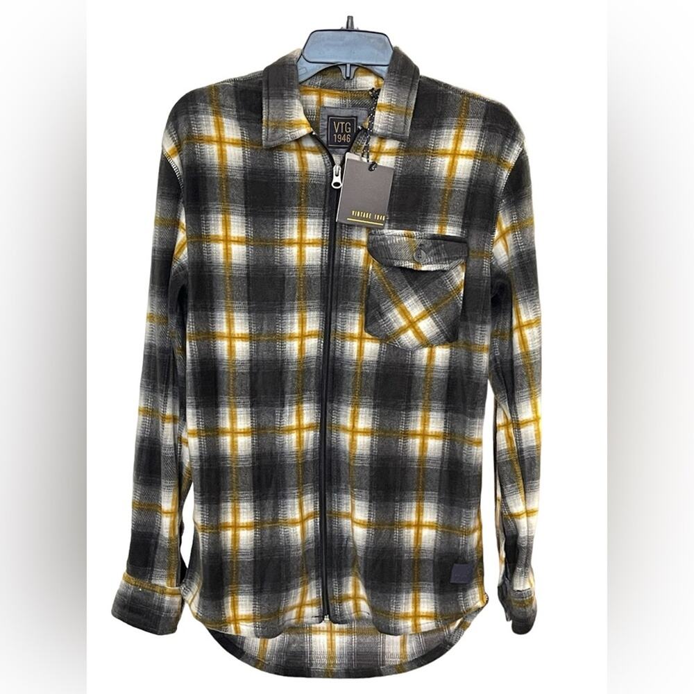 New ~ VTG 1946 ~ NORDSTROM Plaid Long Sleeve Zip-Up Shirt Size Small.